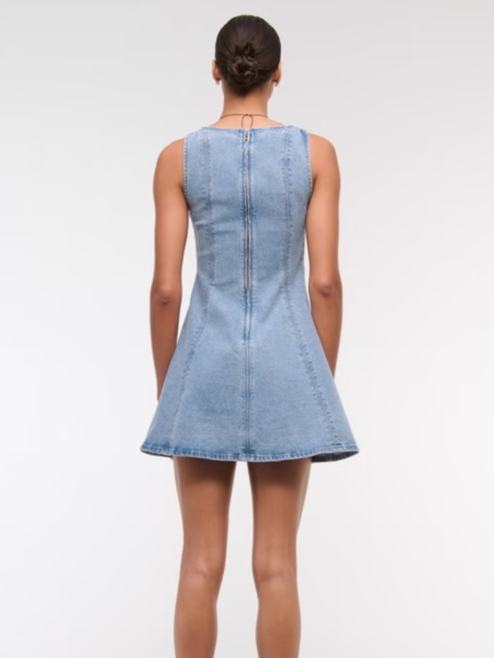 Abercrombie & Fitch Mila Squareneck Denim Mini Dress In Medium Wash - M - Picture 5 of 10